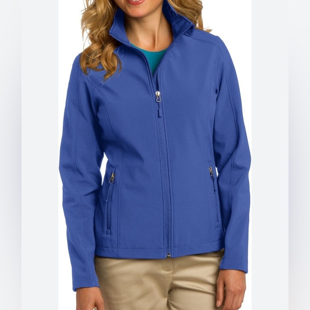 Kirkland Signature Blue Soft Shell Zip Up Hooded Lightweight Jacket women Size M
